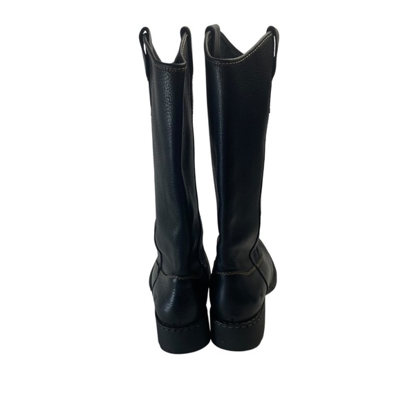 BORN Unisex Shavano Western Black Pebble grained Leather Pull-on Boots - Picture 3 of 11